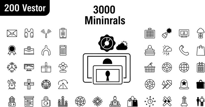 3000 minerals and mining industry icons set flat design vector illustration scalable graphic