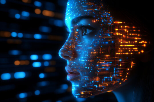 Digitally projected profile of a face