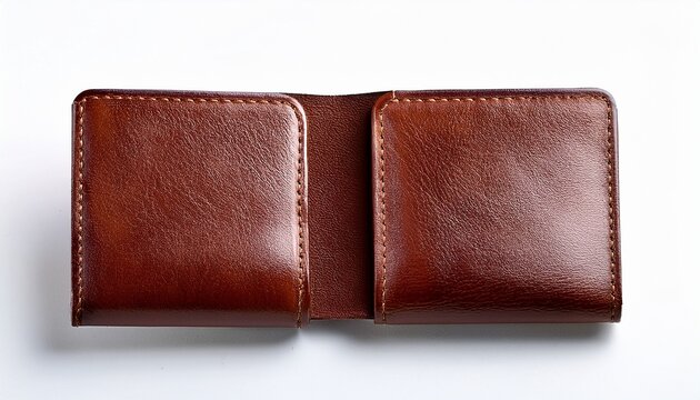 brown leather wallet on white background
