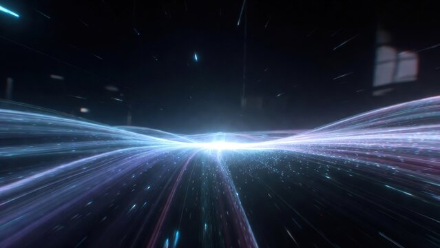 Abstract futuristic background with glowing light trails and energy flow effect