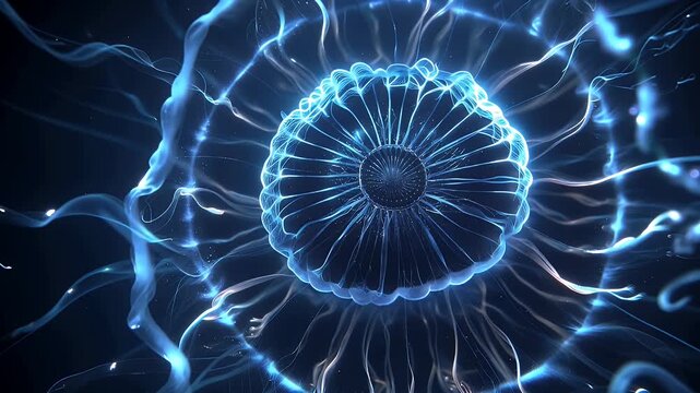 Abstract Bioluminescent Organisms in Deep Sea Environment