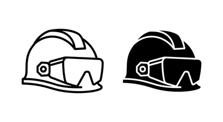 Fototapeta premium Black and white illustration of two motorcycle helmets with goggles