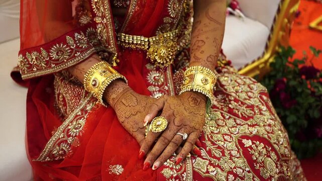 Stunning Indian Bride in Ornate Red Lehenga Wearing Luxury Kundan Jewelry Set