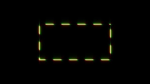 squre frame animation of dotted lined black background.4k video