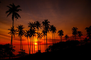 Obraz premium Sunset at Senggigi Beach, Lombok Island, NTB, Indonesia