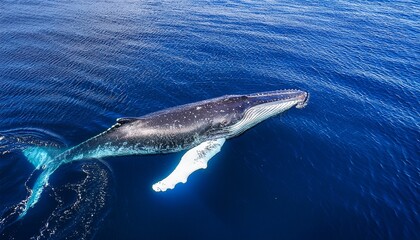 Obraz premium blue whale is swimming in ocean whale is large and majestic and water is calm and clear undersea life
