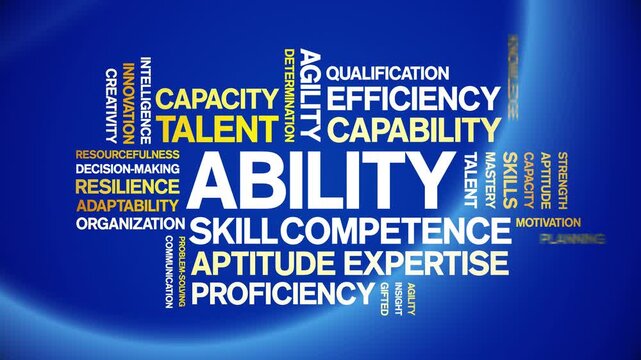 Ability animated word cloud-text design animation tag kinetic typography seamless loop.