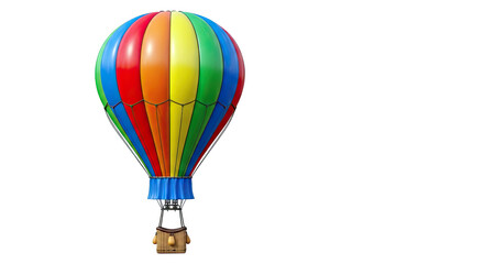 Fototapeta premium Colorful Hot Air Balloon with Basket on White Background