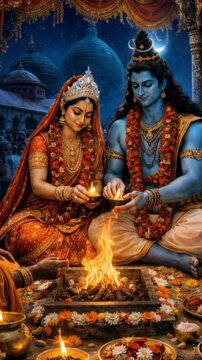 Lord shiva goddess parvathy wedding concept