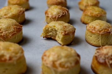 Fresh Cheese Scones On Baking Paper