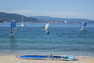 windsurfing on the beach