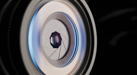Closeup of a camera lens aperture and shutter mechanism