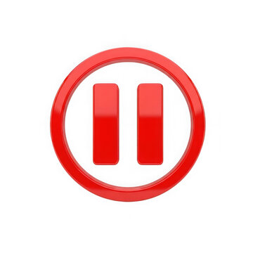 Red play pause button icon with two arrows in circle isolated on transparent background