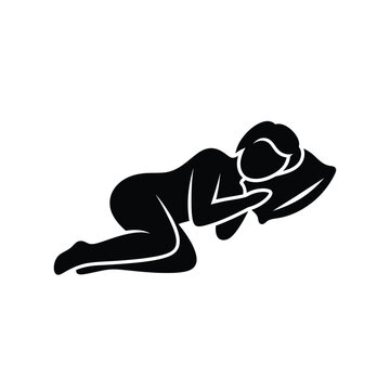 Person sleeping on side with pillow icon.