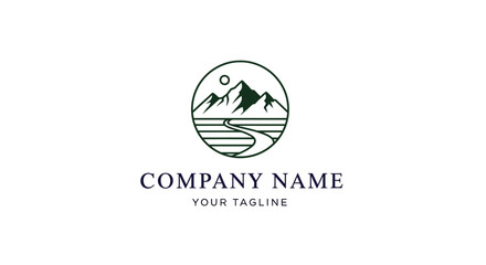 Obraz premium Company logo with mountain landscape design.