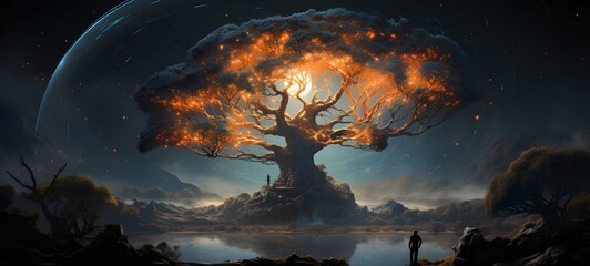 Astral vision banyan bonsai meets cosmos ,generative AI