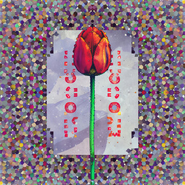 Tulip Flower With Surreal Concept Tag Label Illustration For Tshirt Brand