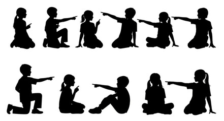 People Silhouettes Pointing Left.