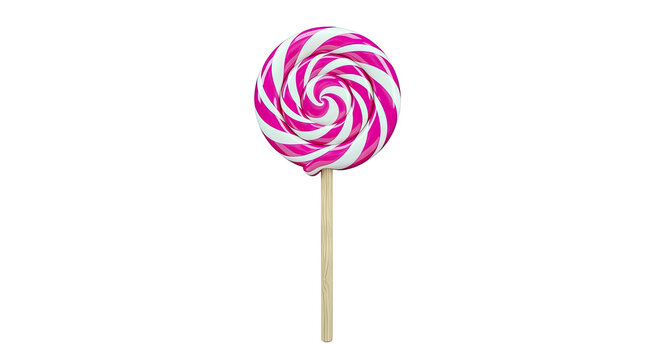 Pink and White Swirl Lollipop on Wooden Stick