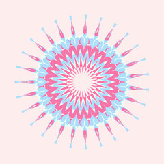 Obraz premium Light mandala pattern in light airy romance baby-blue mint-white blush-white hot-pink color palette