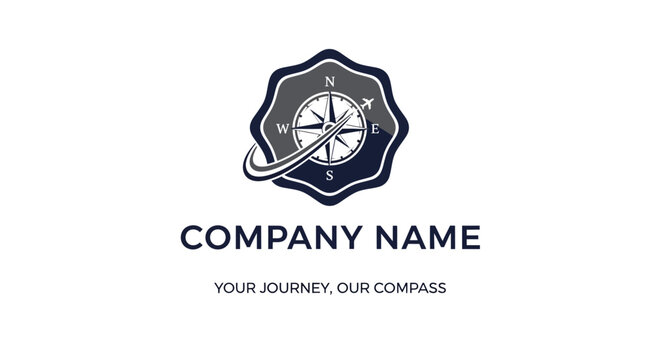 a logo with a compass and rope.