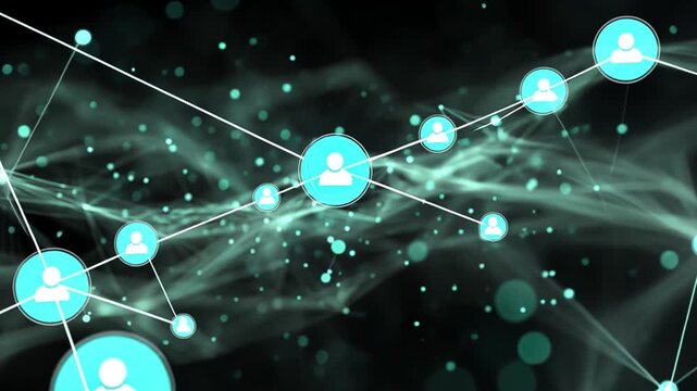 Abstract Connection Concept with Network Nodes and Digital Background