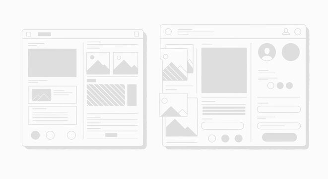 Website Wireframe Mockups for Digital Design and Development.