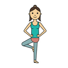 Fototapeta premium A graceful woman practices yoga asana, balancing strength and calm, embodying focus, flexibility, and serenity in a peaceful, mindful moment. 
