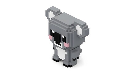 Naklejka premium Pixel art style 3D isometric koala on white background