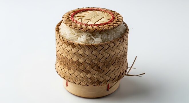 Sticky Rice Container - Traditional Thai Food Presentation.