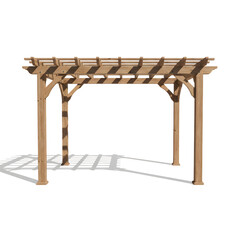 wooden pergola isolated on white background
