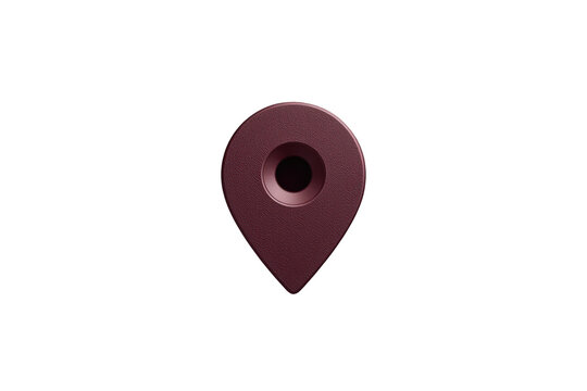 3d map pin in dark red color, representing location, navigation, and global travel destination on transparent background