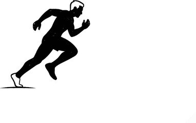 Obraz premium Silhouette of a male athlete sprinting forward with intense speed and focus