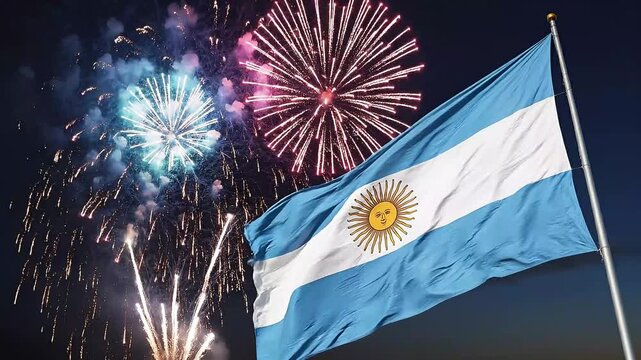 Argentina Flag Fireworks Night 10.