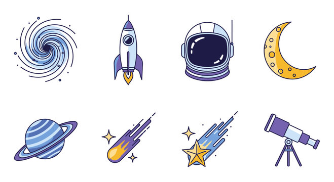 Space icons with astronomy symbols 10.