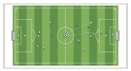 Soccer Field Strategy - Players in Formation on Green Pitch. © Mila