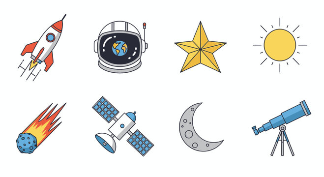 Space objects and astronomy symbols 10.