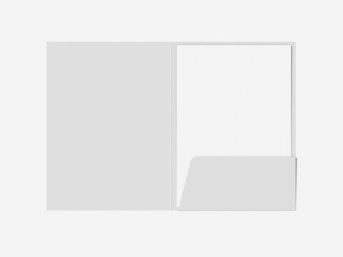 Blank presentation folder map with paper insert and pocket isolated white for mockup 2