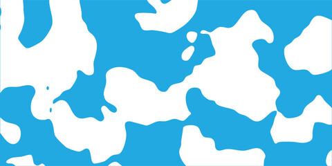 Abstract organic blob pattern background, blue and white camouflage style shapes with thin outline. vector design © HAMDI