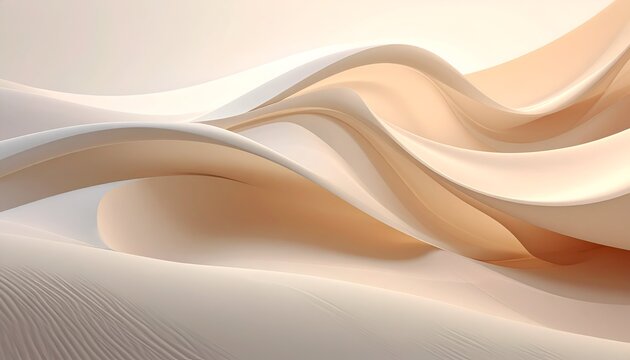Flowing, abstract composition with layered, creamy waves against a light background