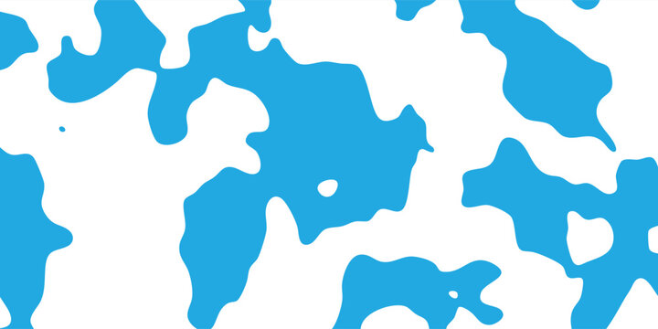 Vector organic blob pattern background, blue and white camouflage style shapes with thin outline. dynamic background design