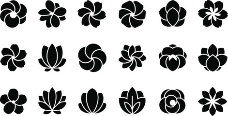Black and white floral flowers silhouettes 4 © Graphic Shops