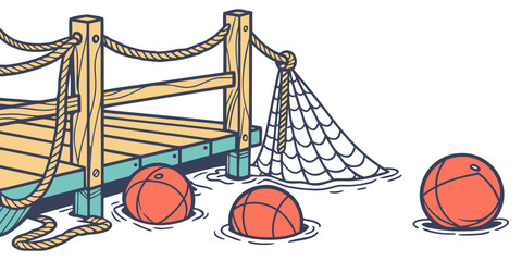 Three basketballs on a basketball court Vector © Adobe 