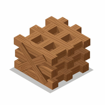 A stack of wooden pallets isolated.