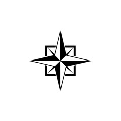 A stylized black and white compass rose symbol, representing direction and navigation.