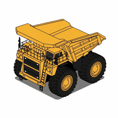 Large yellow mining dump truck vehicle. © Bunga