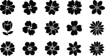 Black and white floral on white background flowers silhouettes © Graphic Shops