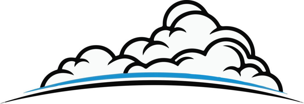 Stylized cloud formation with a blue arc beneath