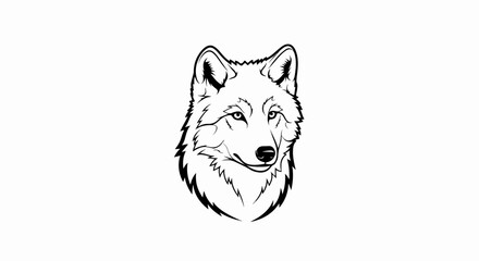 Fototapeta premium Stylized black and white illustration of a wolf's head