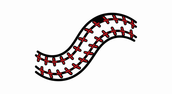 Stylized illustration of a baseball seam curving across white background